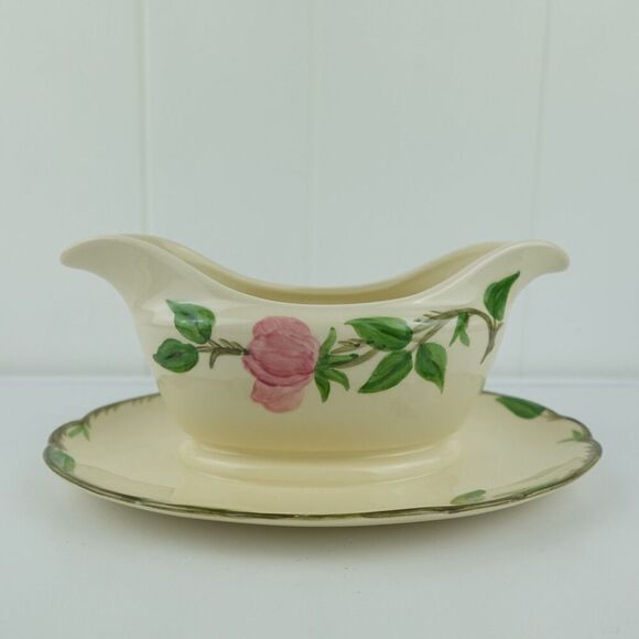 Franciscan Desert Rose Gravy Boat Underplate Attached Flying F 1979 - 1984 - Picture 5 of 13